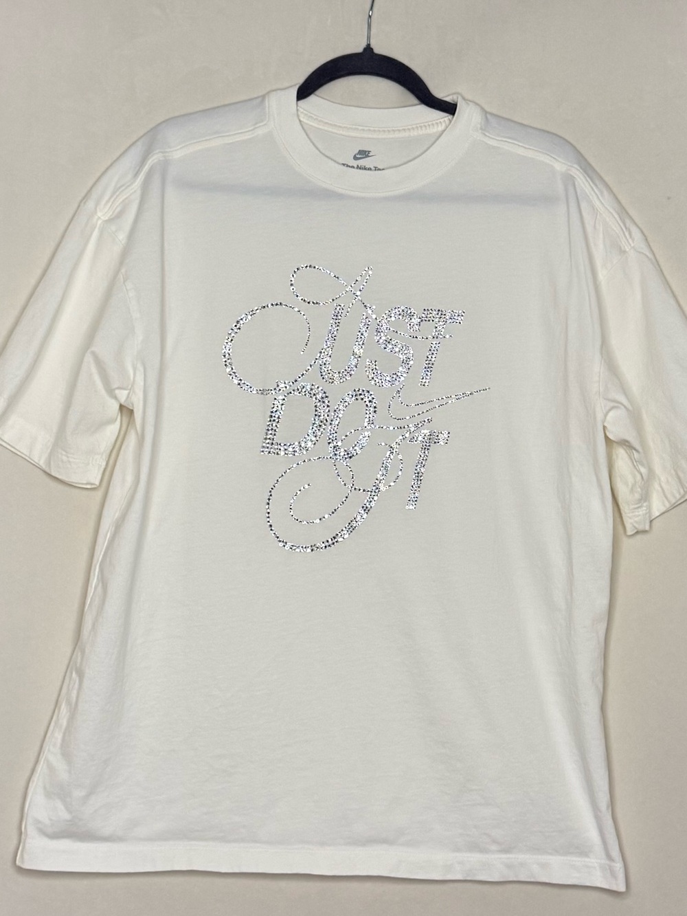Nike “Just Do It” Rhinestone Script Oversized Tee